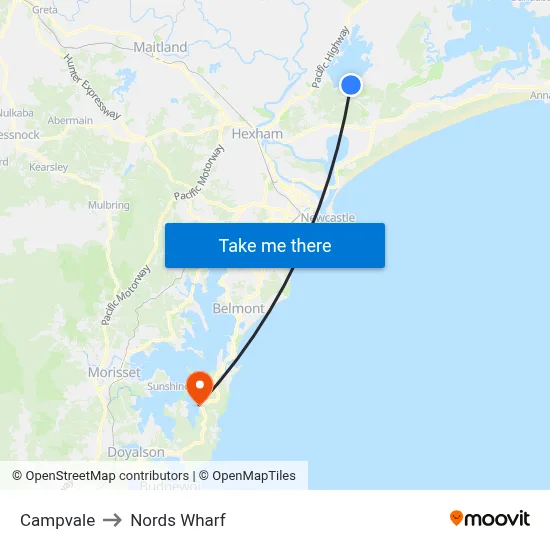Campvale to Nords Wharf map