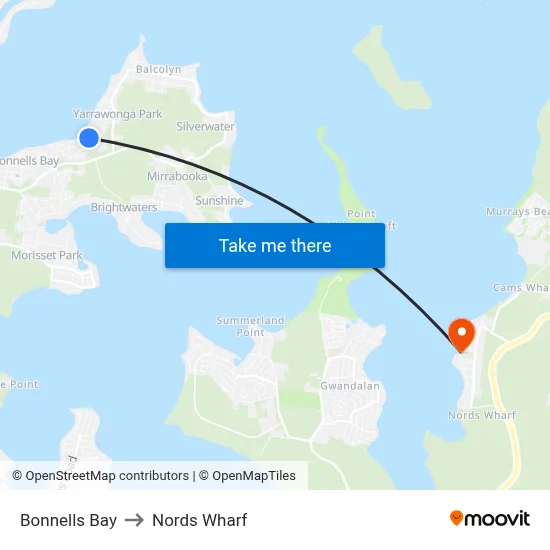 Bonnells Bay to Nords Wharf map