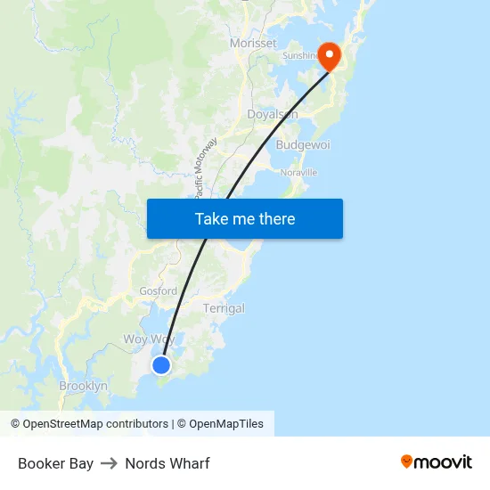 Booker Bay to Nords Wharf map
