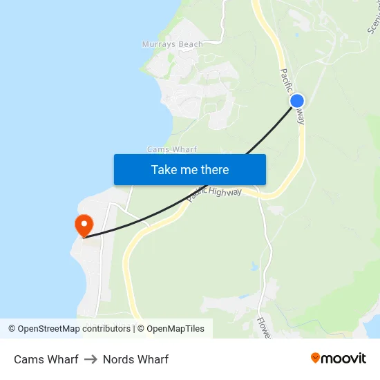 Cams Wharf to Nords Wharf map