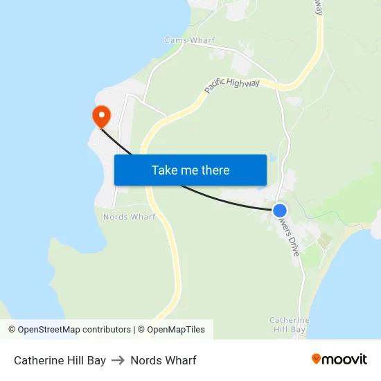 Catherine Hill Bay to Nords Wharf map