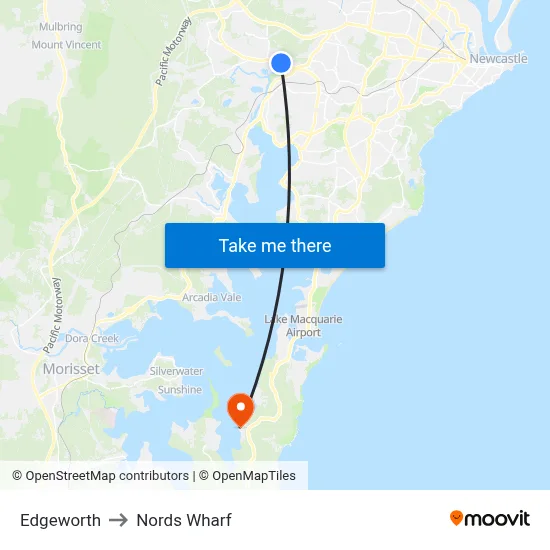 Edgeworth to Nords Wharf map