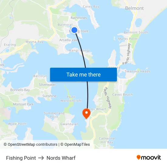 Fishing Point to Nords Wharf map