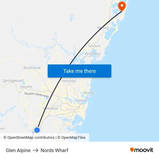 Glen Alpine to Nords Wharf map