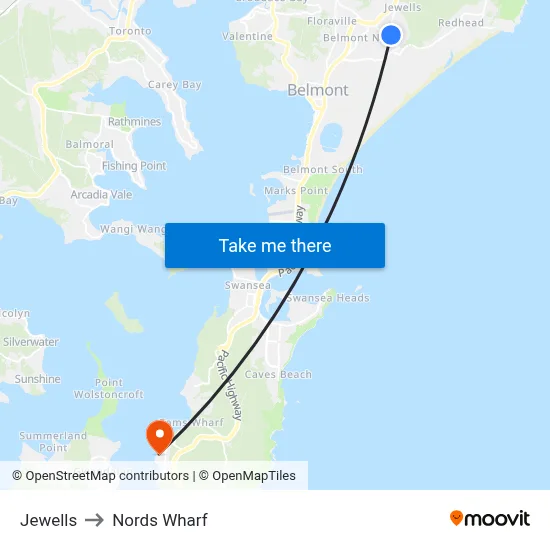 Jewells to Nords Wharf map