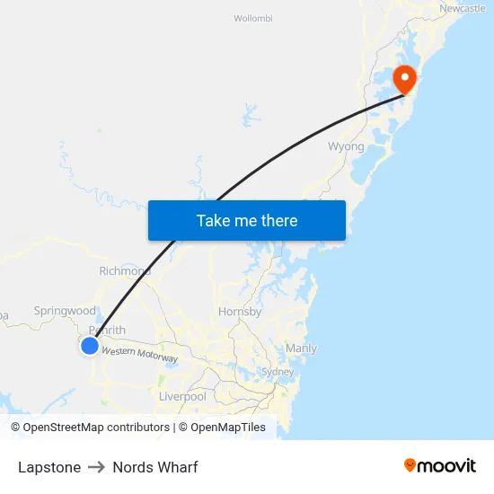 Lapstone to Nords Wharf map