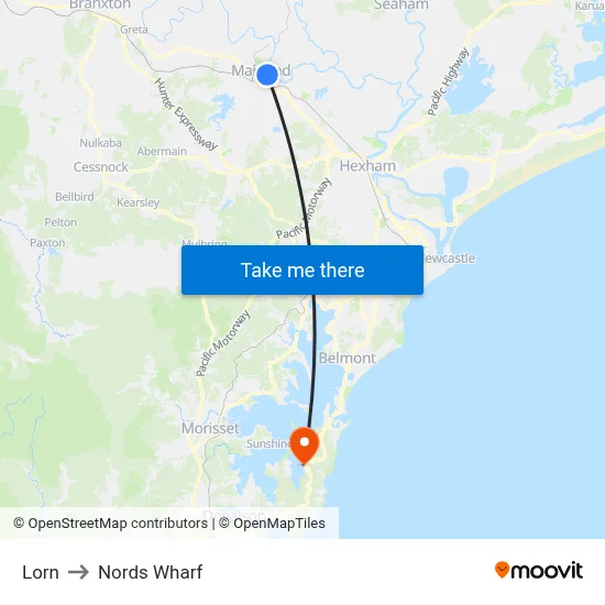 Lorn to Nords Wharf map