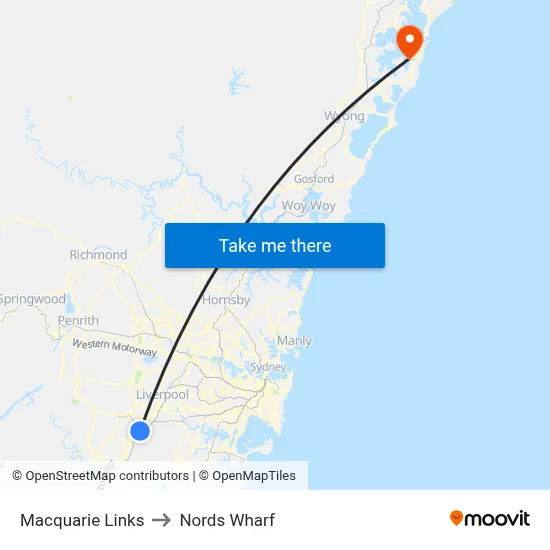 Macquarie Links to Nords Wharf map