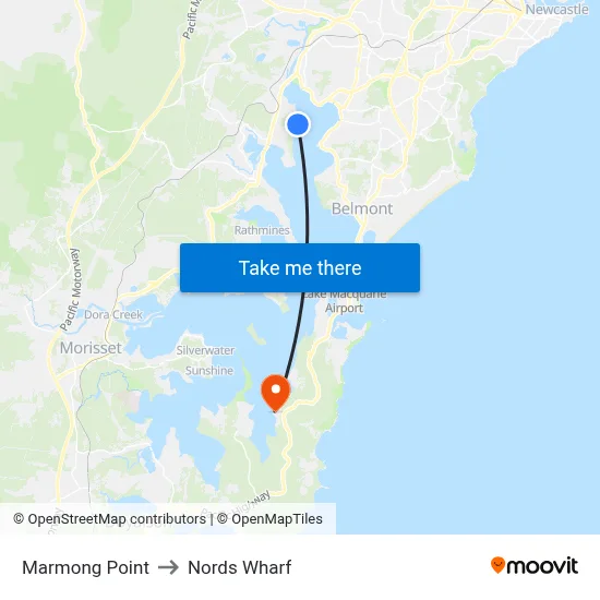 Marmong Point to Nords Wharf map