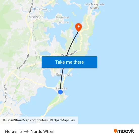 Noraville to Nords Wharf map