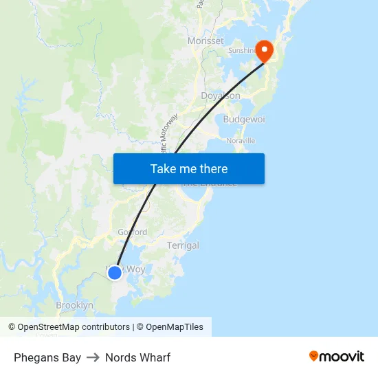 Phegans Bay to Nords Wharf map