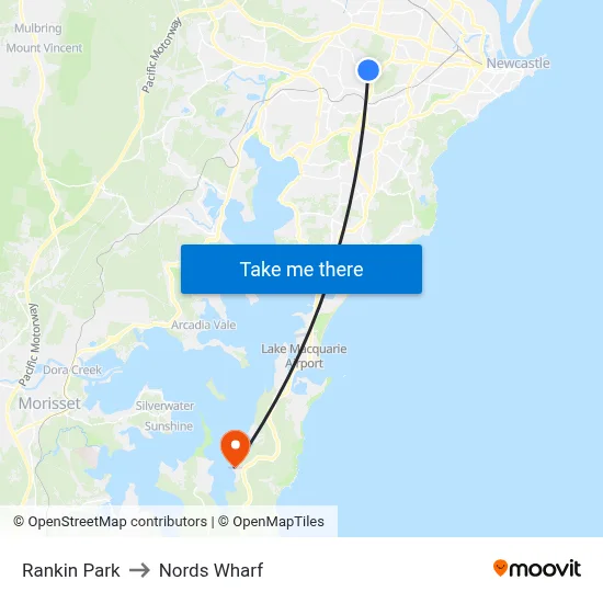 Rankin Park to Nords Wharf map