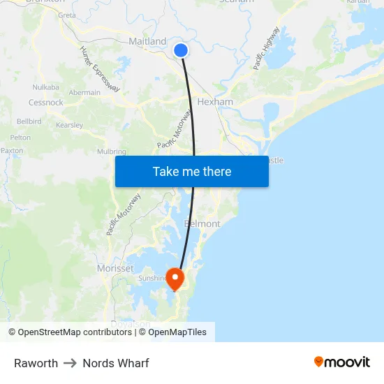 Raworth to Nords Wharf map