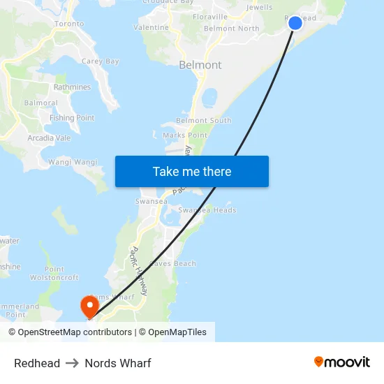 Redhead to Nords Wharf map