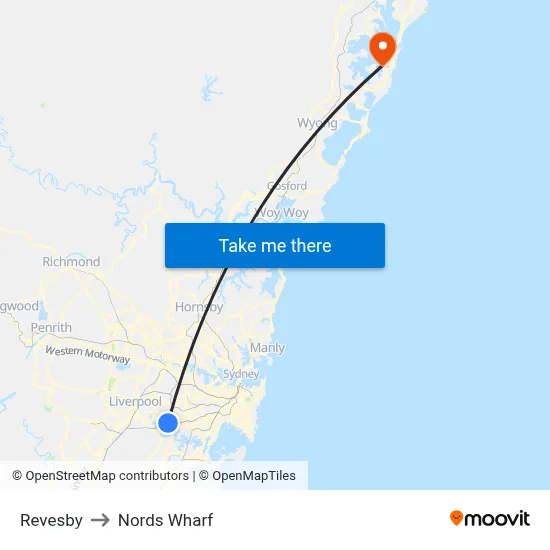 Revesby to Nords Wharf map