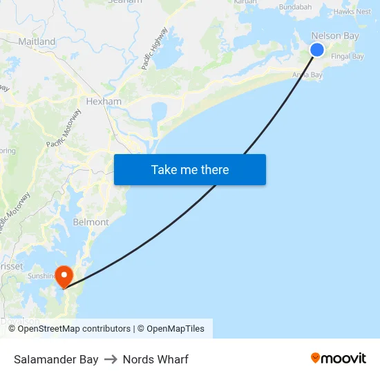 Salamander Bay to Nords Wharf map