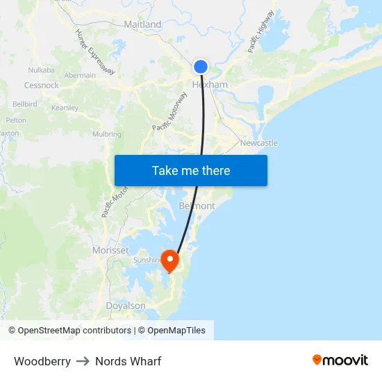 Woodberry to Nords Wharf map