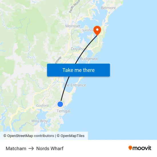 Matcham to Nords Wharf map