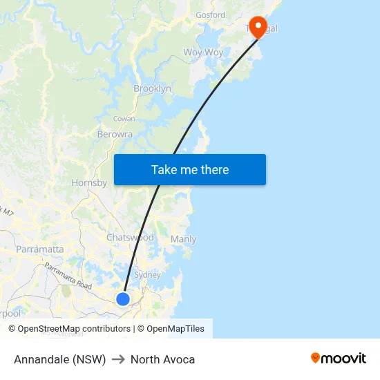 Annandale (NSW) to North Avoca map