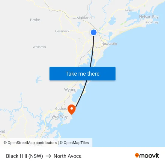 Black Hill (NSW) to North Avoca map