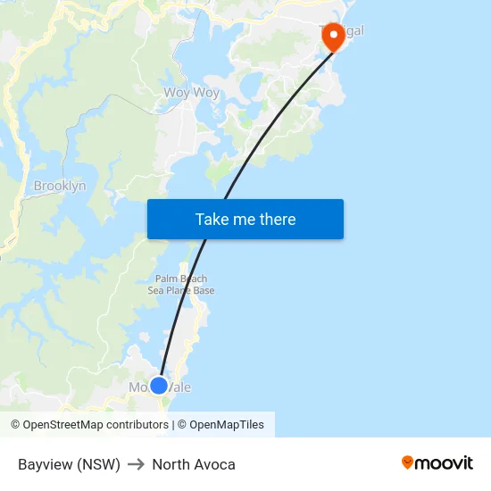 Bayview (NSW) to North Avoca map