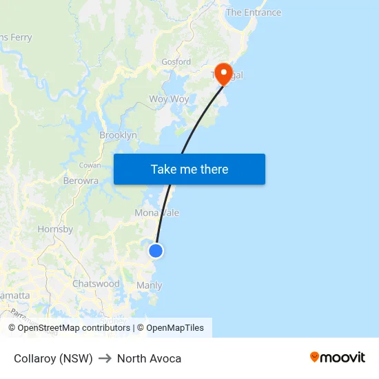 Collaroy (NSW) to North Avoca map