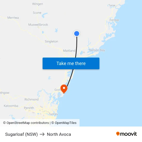 Sugarloaf (NSW) to North Avoca map