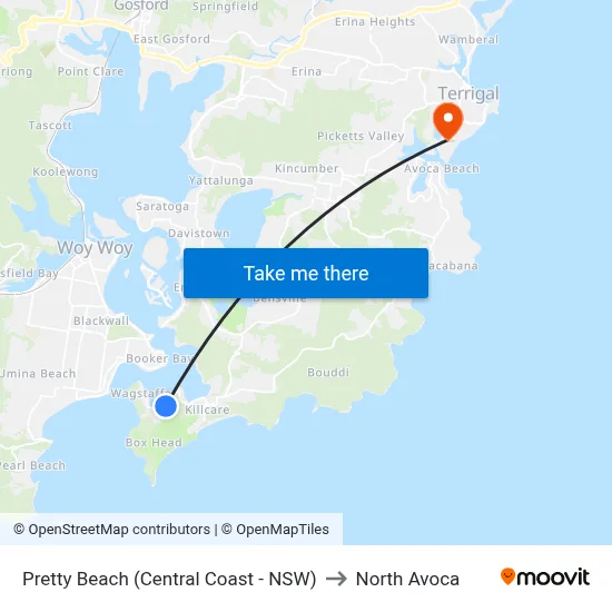 Pretty Beach (Central Coast - NSW) to North Avoca map