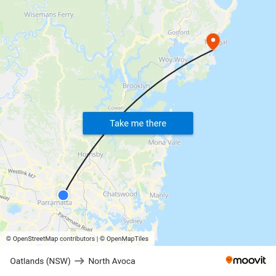 Oatlands (NSW) to North Avoca map