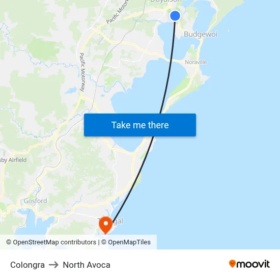 Colongra to North Avoca map
