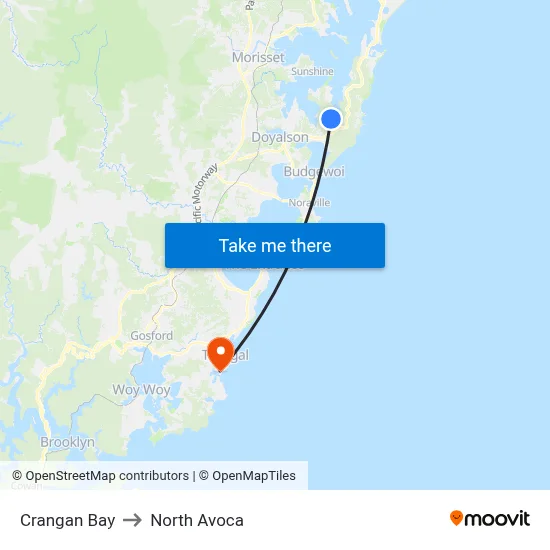 Crangan Bay to North Avoca map