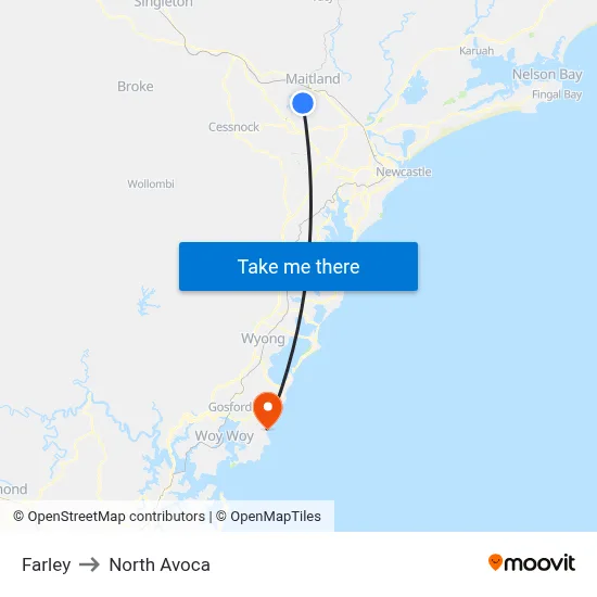 Farley to North Avoca map