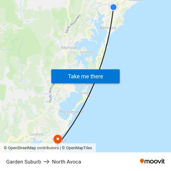 Garden Suburb to North Avoca map