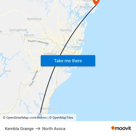 Kembla Grange to North Avoca map