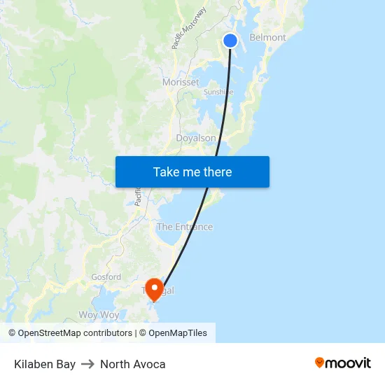 Kilaben Bay to North Avoca map