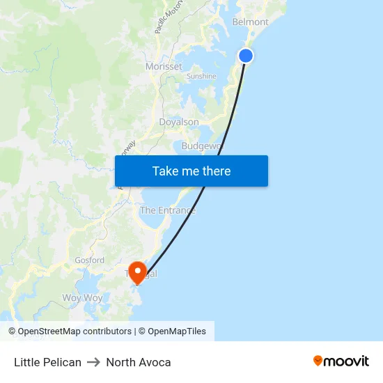 Little Pelican to North Avoca map