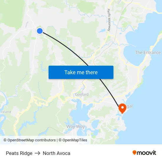 Peats Ridge to North Avoca map