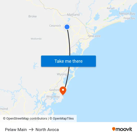 Pelaw Main to North Avoca map