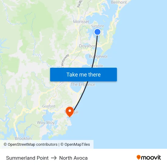 Summerland Point to North Avoca map