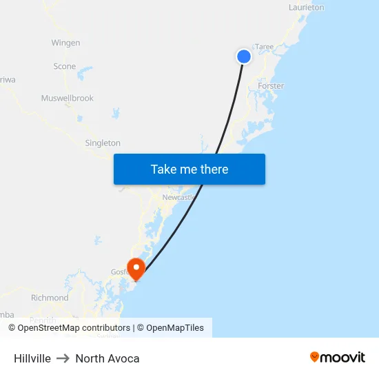 Hillville to North Avoca map