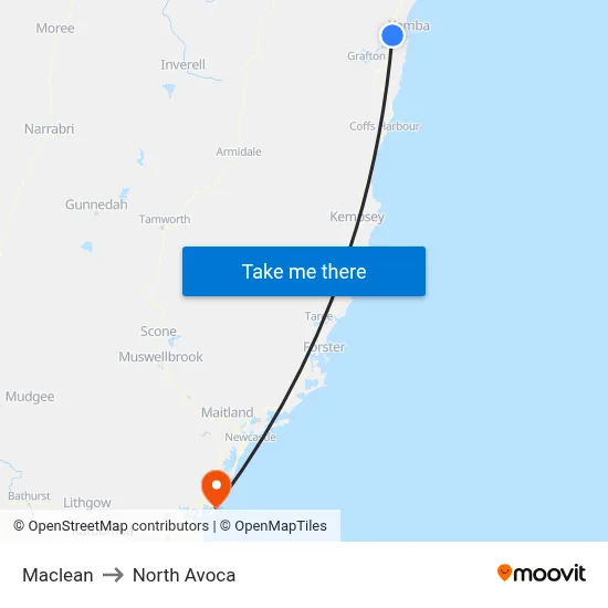 Maclean to North Avoca map
