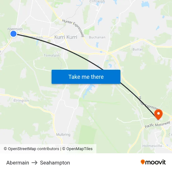 Abermain to Seahampton map