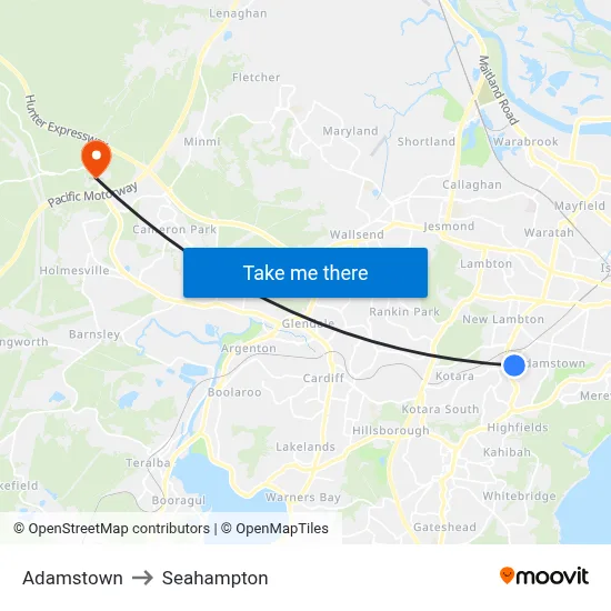 Adamstown to Seahampton map