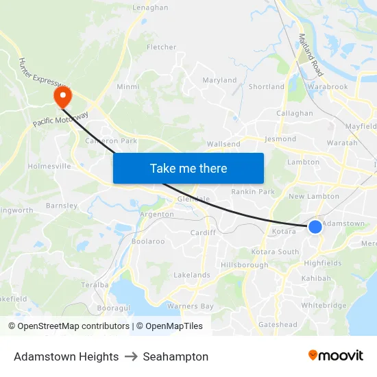 Adamstown Heights to Seahampton map