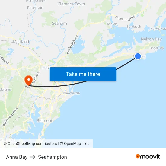 Anna Bay to Seahampton map