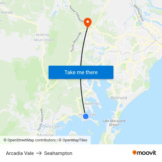 Arcadia Vale to Seahampton map