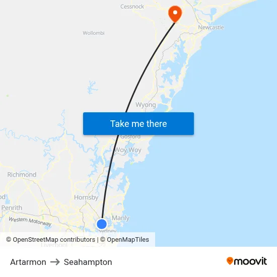 Artarmon to Seahampton map