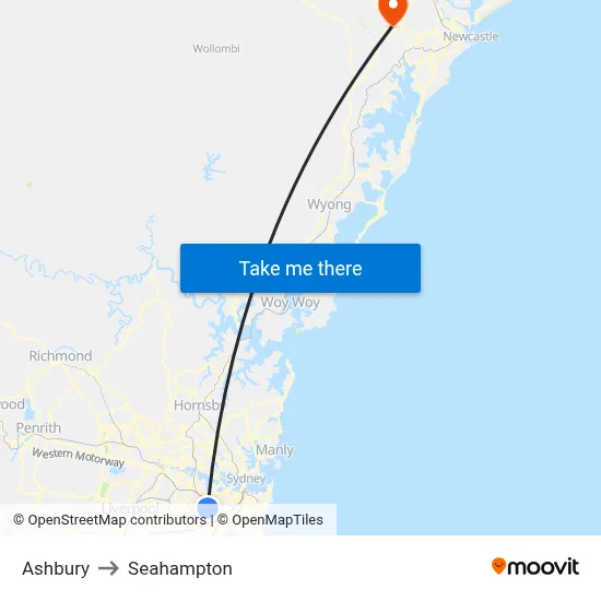 Ashbury to Seahampton map