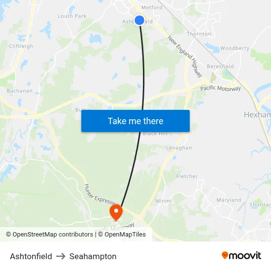 Ashtonfield to Seahampton map