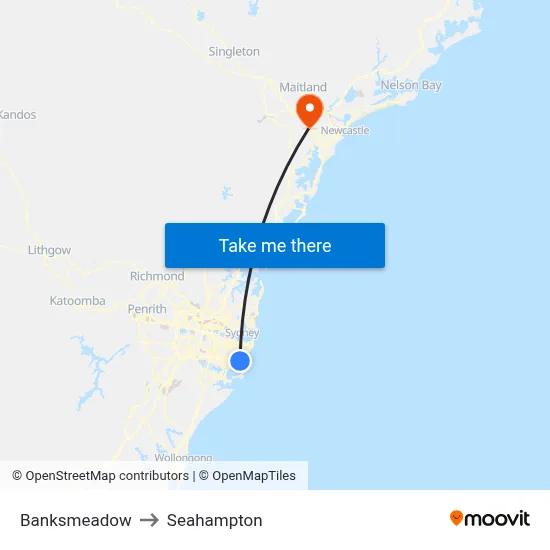 Banksmeadow to Seahampton map